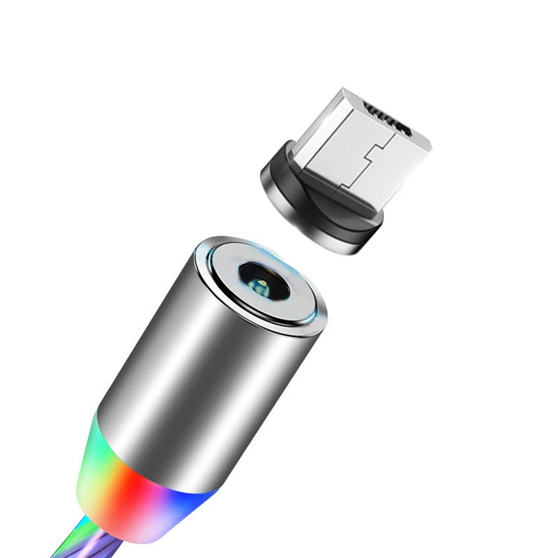 Colorful For Micro Ленточный Магнитный кабель для быстрой зарядки, магнитный кабель Micro usb type C, светодиодный шнур, зарядное устройство для телефона для Iphone samsung S9 - Цвет: Colorful For Micro
