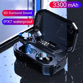 

Wireless Earphone Bluetooth V5.0 TWS Wireless Bluetooth Headphone LED Display With 3300mAh Power Bank Headset With Microphone