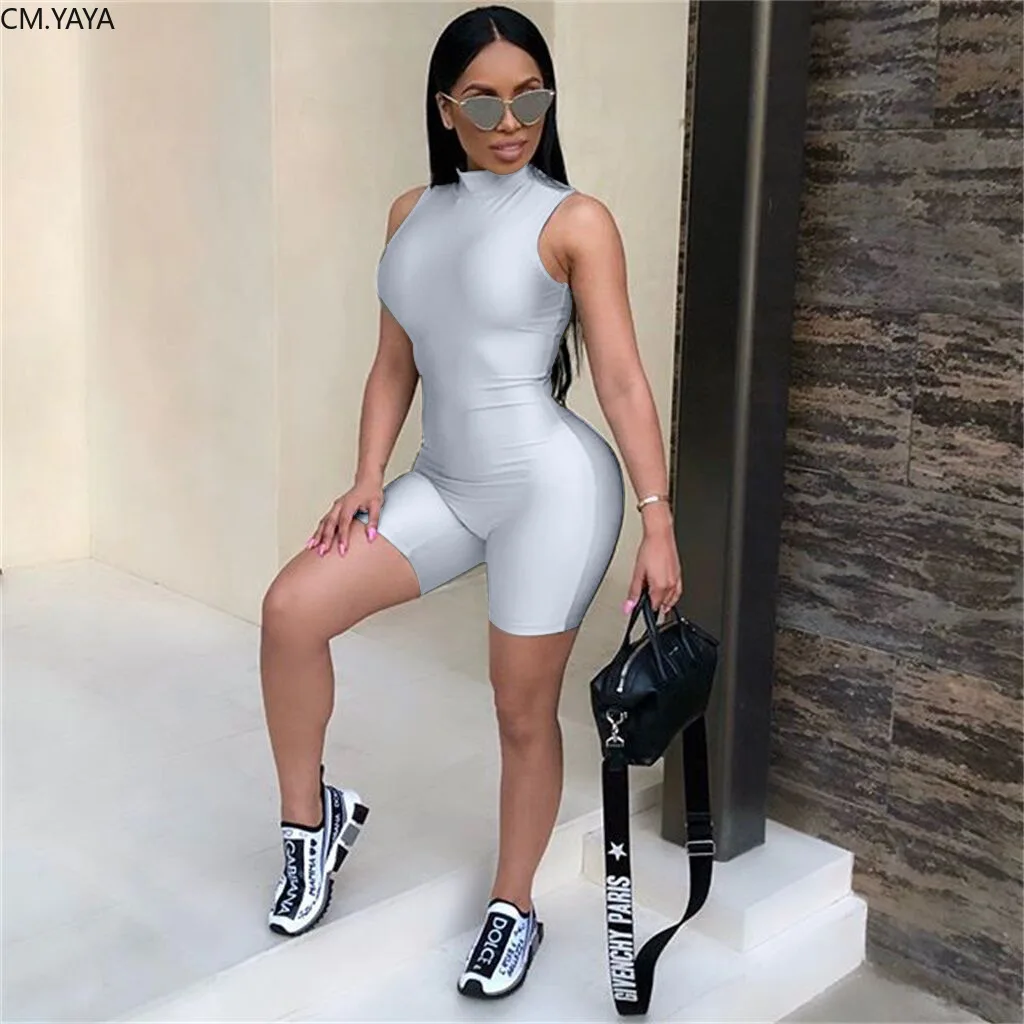

2019 fall autumn women solid neon color sleeveless bodysuit bodycon skinny jumpsuit sexy club night party romper playsuit GL1060