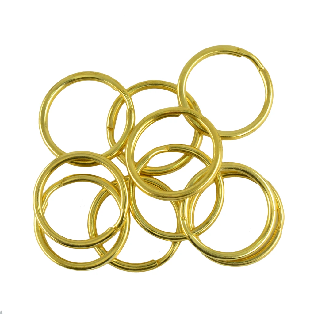 10pcs 25/35 mm Brass Split Key Rings Chain Charms Jewelry Clasp Loop Findings DIY Crafts - Antique Gold