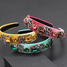 Барокко фланелевый цвет горный хрусталь головная повязка шар дикая индивидуальность головная повязка тонкая Мода горный хрусталь геометрическая головная повязка 791