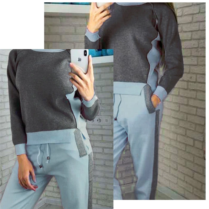 Amolapha женский ассиметричный хит цвет вязаный свитер Топ+ брюки комплект Повседневный трикотажный спортивный костюм