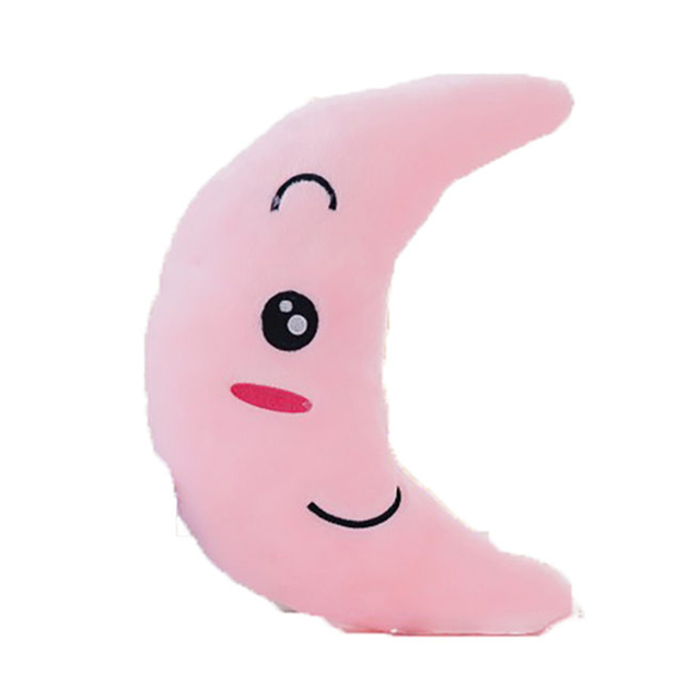 38CM Colorful Moon Shape Plush Toys Luminous Glowing LED Light Pillow Soft  Kawaii Stuffed Lovely Kids Toy Birthday Gift
