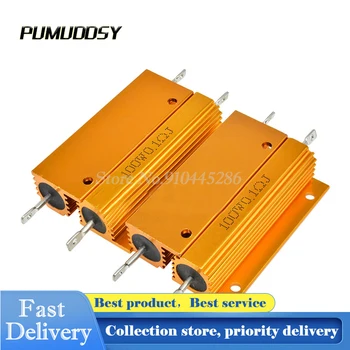 

RX24 100W 500R 500RJ Metal Shell Aluminium Gold Resistor High Power Resistance Golden Heat Sink Resistor 100 Watt 500 ohm