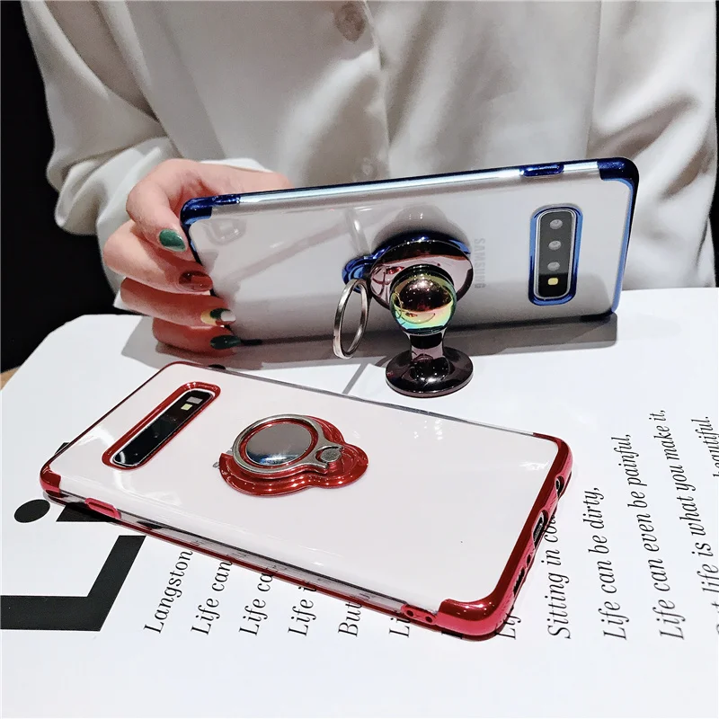 Чехол с кольцом на палец для Samsung S8 S9 S10 plus Note9 10 s105G мягкий силиконовый Магнитный