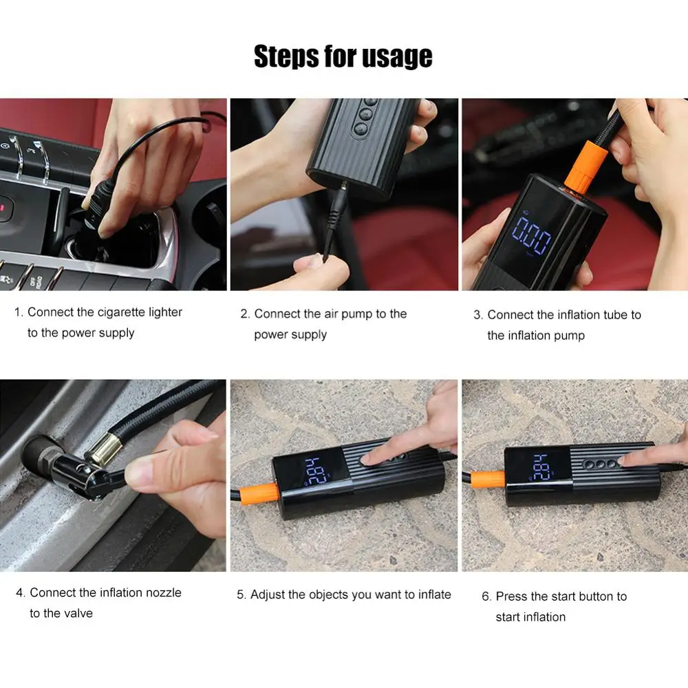 Mini Portable Electric Car Air Compressor Car Air Pump Tire Inflator Auto Tyre Pump High Pressure Tire Air Inflator Pump