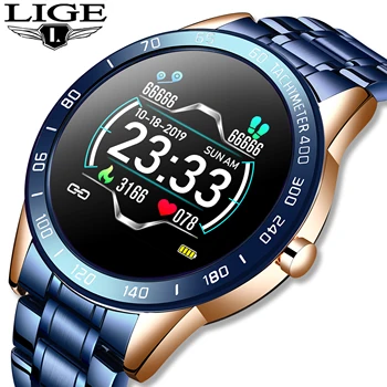 

LIGE luxurious 2020 Smart Watch Men Heart rate blood pressure monitor for Android and iphone sport Multifunction Mode Smartwatch