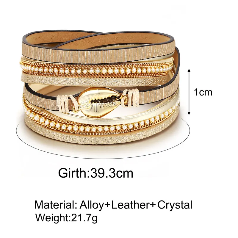 Если вы новая модная с кристаллами и жемчугом оболочки Многослойный кожаный браслет браслеты женские винтажные глаза облегающие амулетные браслеты ювелирные изделия