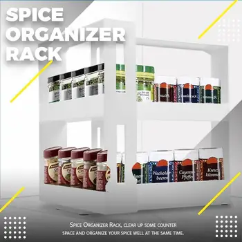 

Multi-Function Rotating Storage Rack Shelf Cupboard Organizer Cabinet Rotating-Storage Multi-Function Kitchen Slide Spice-Rack