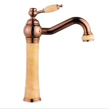 

opper-gold faucet European-style natural jadeite basin faucet toilet full-copper rotatable basin faucet