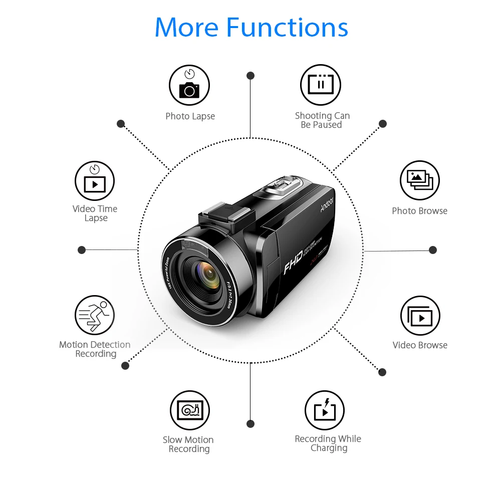 Andoer для домашнего использования Цифровая видеокамера FHD 1080P Портативная инфракрасная камера ночного видения 3," Вращающийся ЖК-экран Видеокамера
