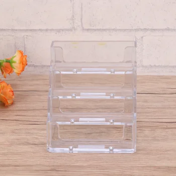 

1PC Business Card Holder Creative Transparent Practical Desktop Display Stand Name Card Storage Case for Office
