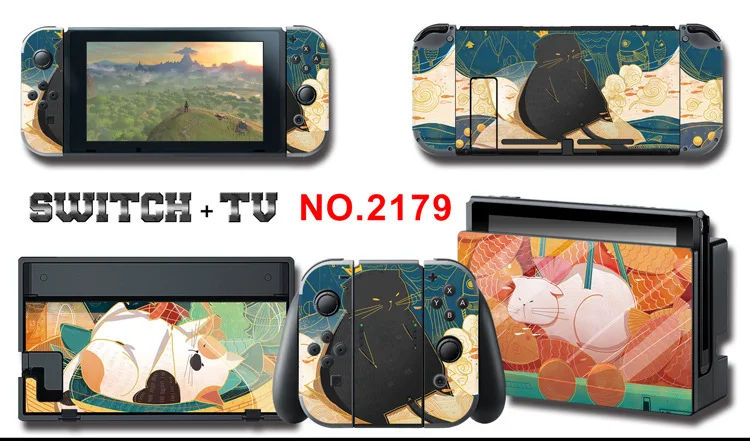 1set New Cute Anime Full Body Sticker for NS Switch Protective Cover Skin Colorful Art for Game Console Joy-Con Controller Decor