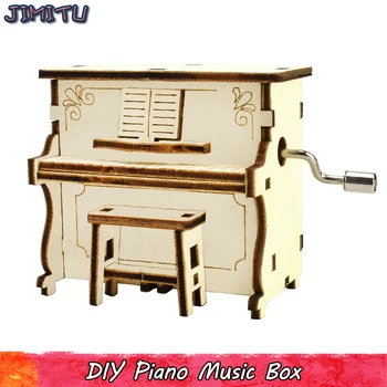 

DIY Piano Music Box Model Kits Toys for Children Wooden Hand Shake Music Box Assembly Model Toy Gifts Home Decoration Collection