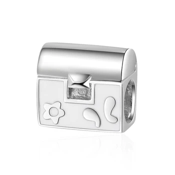 

100% 925 Sterling Silver White Enamel Treasure Box with bear fit European Bracelet For Women 2020 Fashion Jewelry gift