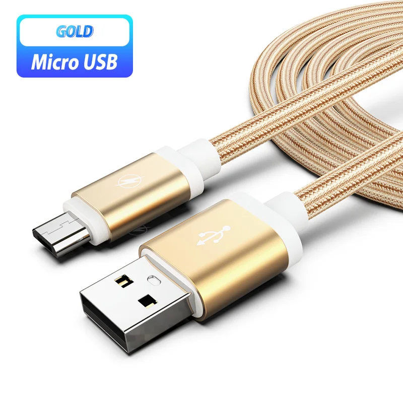 Gold Кабель Micro USB для телефона Xiaomi, зарядный кабель USB, зарядный кабель usb для samsung Galaxy A6 A7 A10, кабель для huawei - Цвет: Gold
