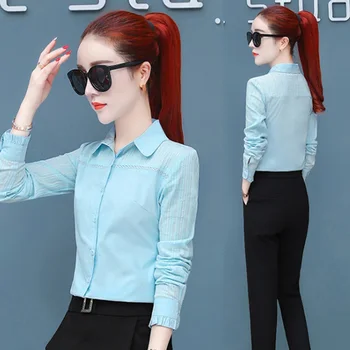 

New Korean Style Lady White Blouses Plus Size S-4XL Hollow Out Design Casual Clothing 2019 Long Sleeve Women OL Fashion Shirts