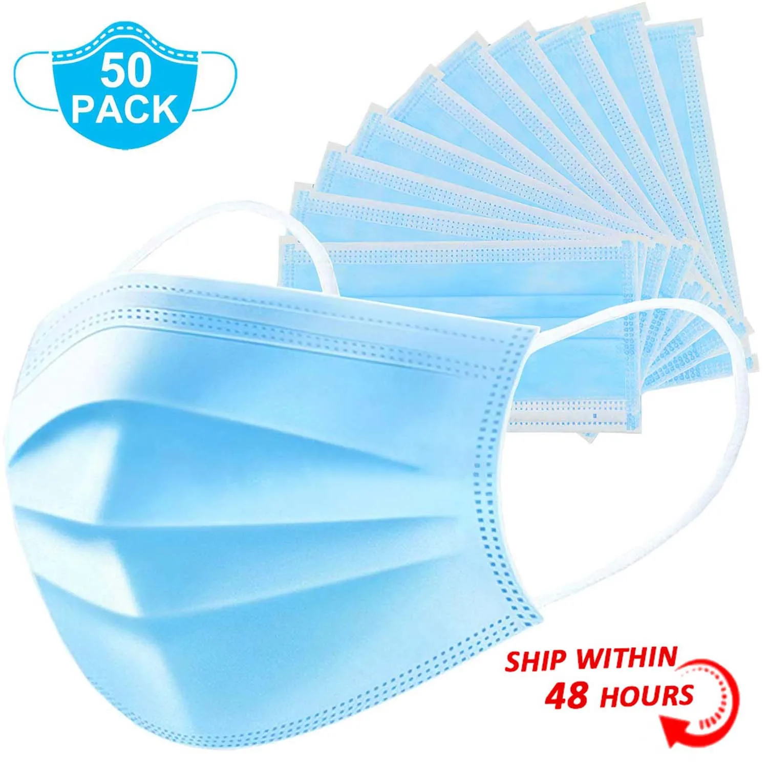 

10pcs/50pcs Disposable Mask Anti-Spitting Protective Mask Comfortable 3-Layer Filter Safety Earloop Face Mask Dustproof Cover