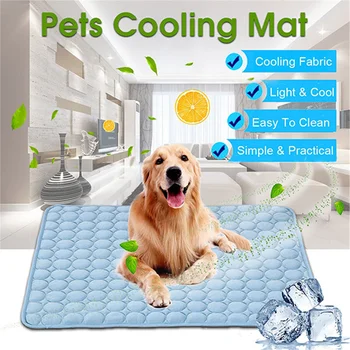 

New Pet Dog Mat Cooling Summer Ice Silk Pad Mat for Dogs Cat Blanket Sofa Breathable Pet Dog Bed Washable for Small Medium Dogs