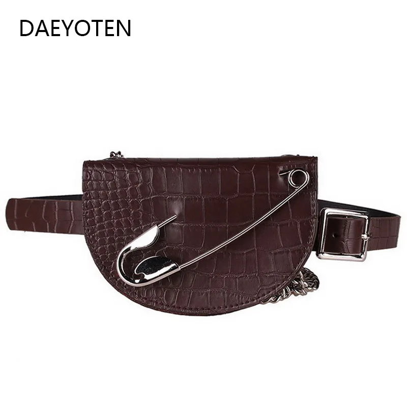 DAEYOTEN New Semi-circular Waist Bag Small Pin Saddle Bag Belt Alligator Female Fanny Packs Designer Purse Phone Pouch ZM0386