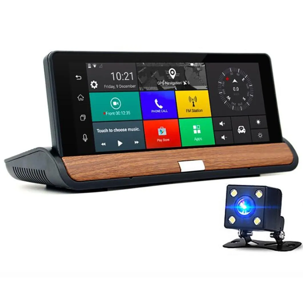 Franchise Professionelle Auto DVR GPS mit Zwei Cam 1080p FH7inch Android 3G + wifi Dash Video #0731