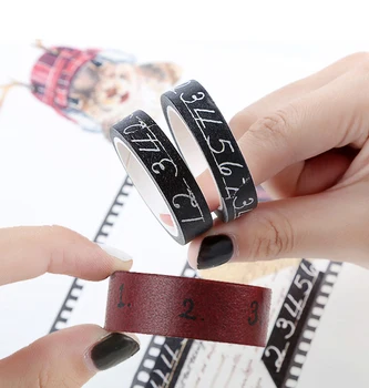 

Washi Paper Masking Tapes Tape Black Digital Series Original 123456789 DIY Decorative Hand Account Material Stationery Tapes