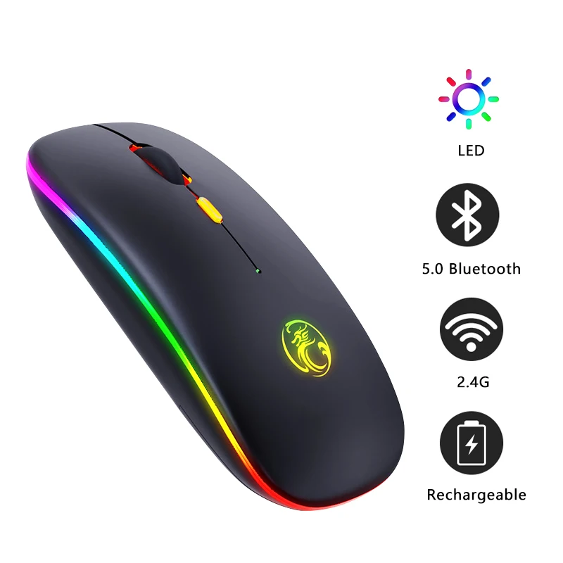 Беспроводная мышь Bluetooth RGB перезаряжаемая беспроводная компьютерная Бесшумная