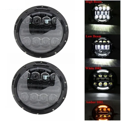 Marlaa для Nissan Patrol Y60 Hummer H1& H2 пара 7 дюймов светодиодный фонарь для Jeep Wrangler TJ JK LJ CJ 7 дюймов для Land Rover Defender - Цвет: 80w black