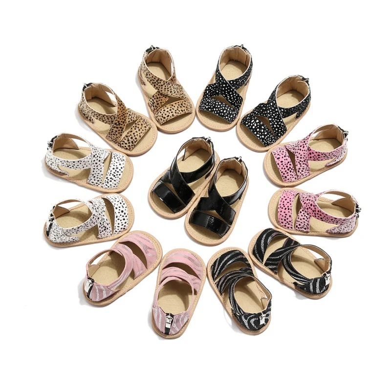 

Newborn Baby Girls Cute Fashion Summer Popular Leopard Print Baby Sandals Infant Zipper Toddler Shoes Soft Baby First Walkers