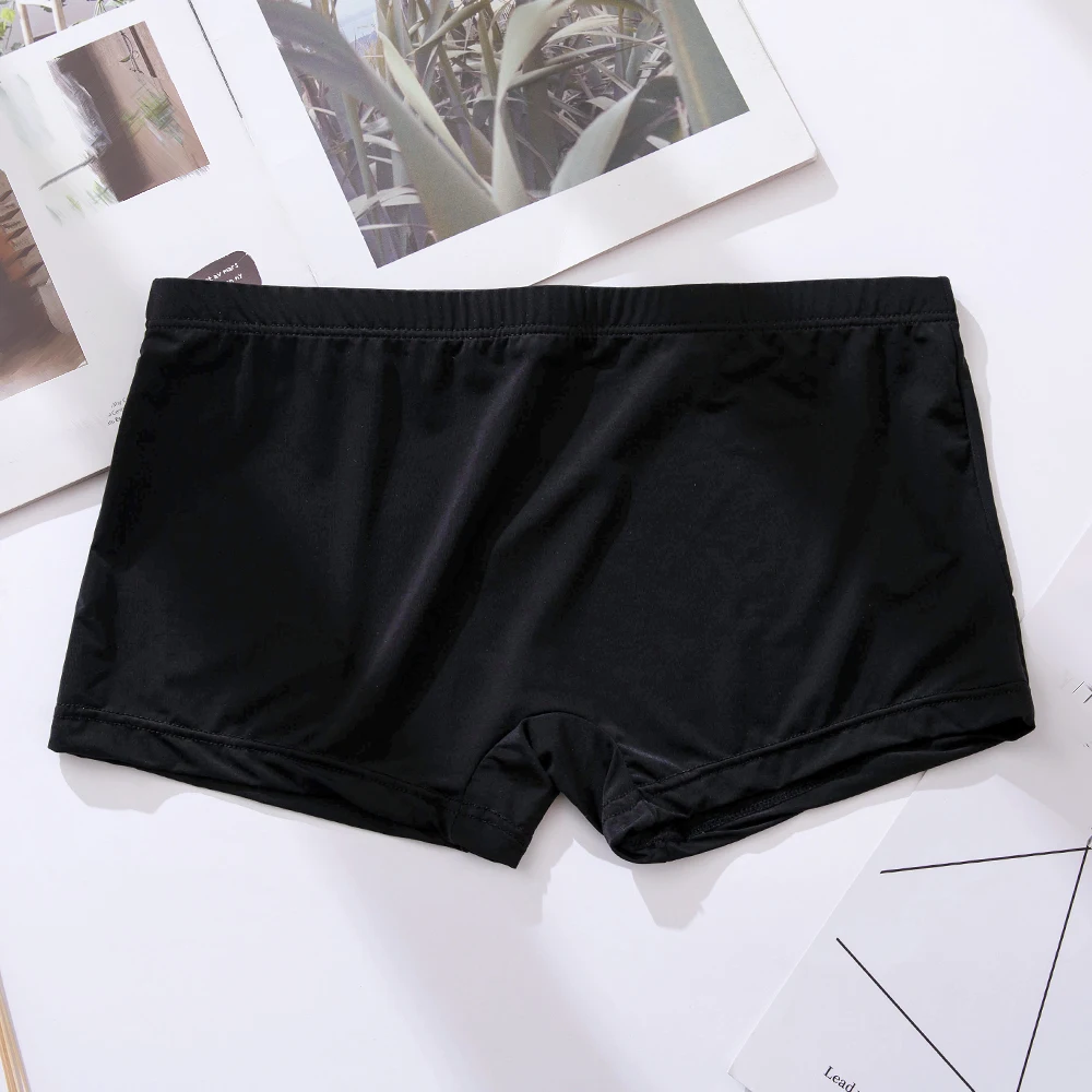 Calzoncillos Bóxer transpirables para hombre, ropa interior con estampado de hielo bóxer de seda, cómoda, bolso de Color sólido, ropa interior ► Foto 3/6