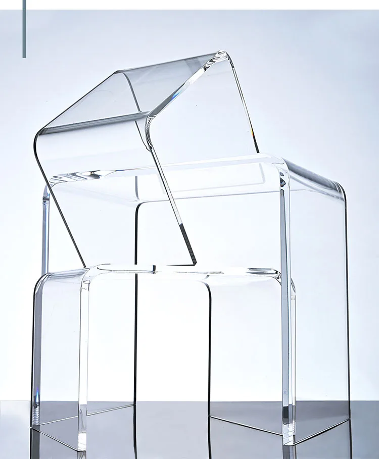 스툴 Japanese Home Acrylic Stool Household Glass Shoe Changing Stool Transparent Ins Light Luxury Plastic Stools meuble 스툴의자