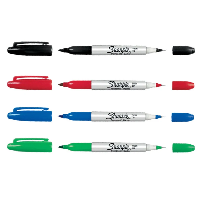 12pcs American Sharpie 37002 Permanent Marker Ultra Fine Point Oil  Waterproof Ink Black Blue White Paint