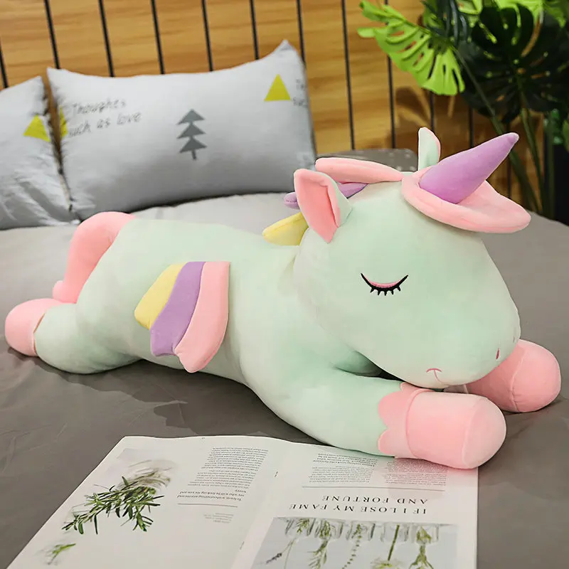 50-130cm Creative New Style Unicorn Plush Toys Animal Unicorn Dolls for Children Boys Birthday Gifts Baby Toy Christmas - Color: Green