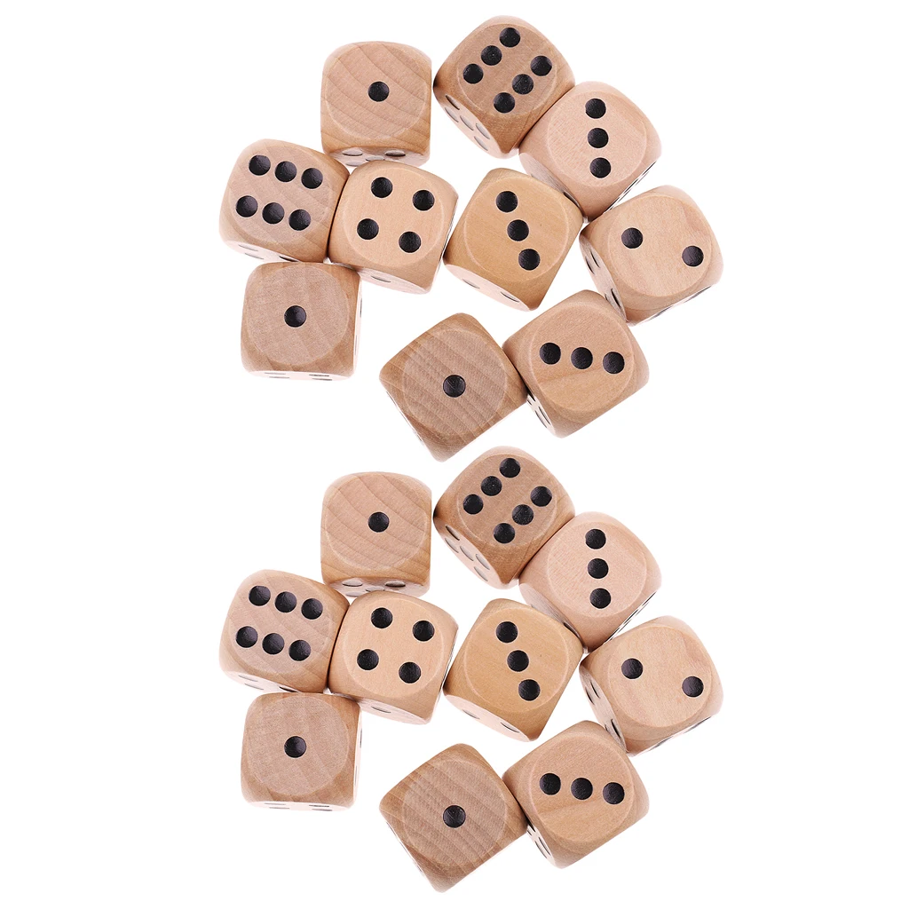 20Pcs D6 Six Sided 20mm Round Edge Wooden Dice for RPGs MTG TRPG Roleplaying Games