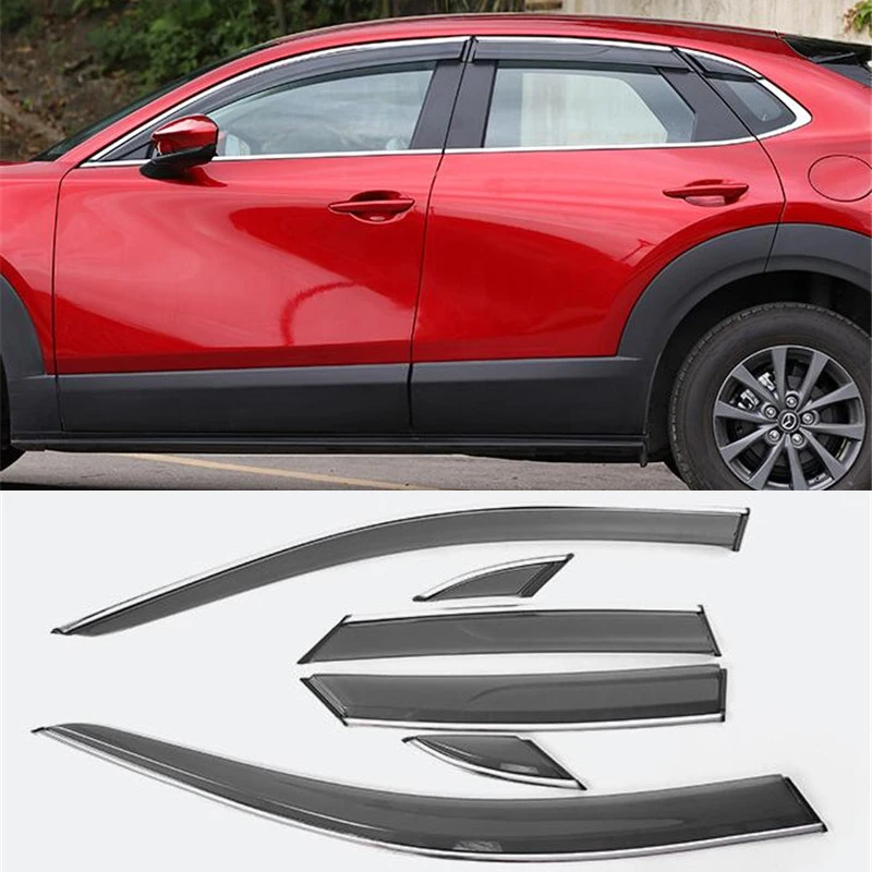For6PCSMazdaCX30CarWindowVisorWindowsSideWaterproofDecorationShieldExterior