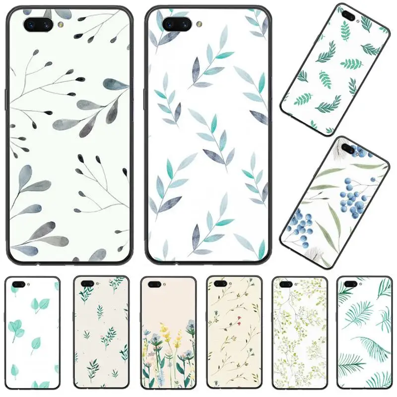 

plants with flowers Watercolor Silicone Black Phone Case For OPPO A ax 3 5 3 37 57 59 37 73 75 83 71 2018 11 1k s PRO