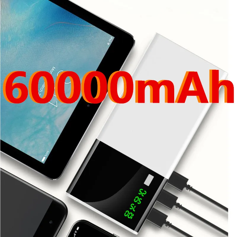 Высокая мощность Power Bank 60000 мАч портативный аккумулятор для зарядки USB Внешнее