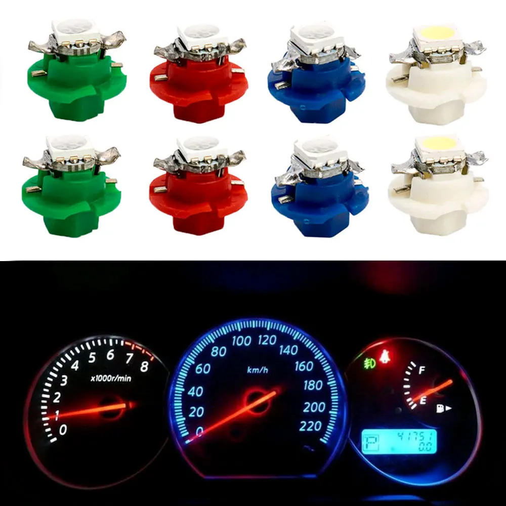 50Pcs T5 B8.4D 5050 1 SMD 12V 5 Colors LED Light Instrument Bulbs Indicator  Gauge Cluster Dashboard Lights Car SUV Accessories|Signal Lamp| - AliExpress
