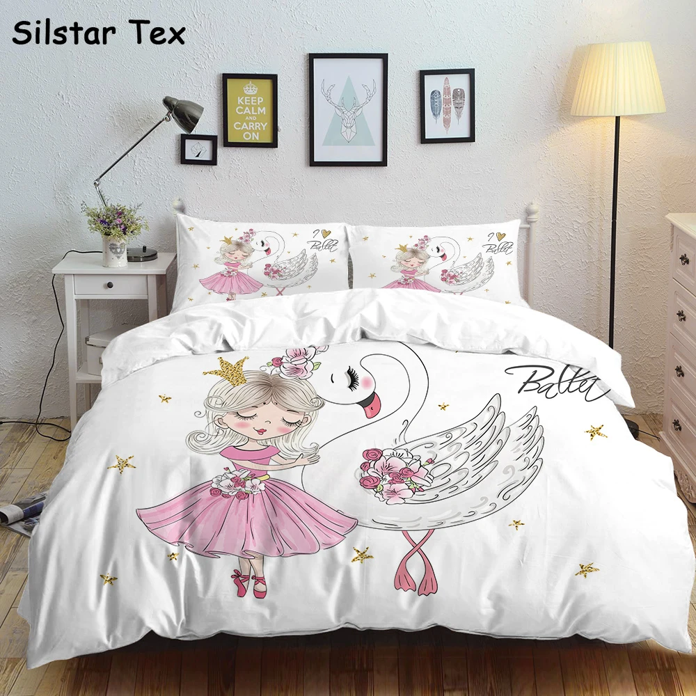

Silstar Tex White Duvet Cover Sets With Custom Name Fairy Bedding Children Bed Linen 3pcs Single Quilt Pillow Cover Livingroom