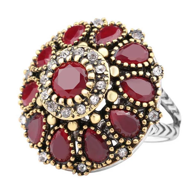 Fashion Rings Fashion Ring Crystal Rings Luxury Crystal Flowers Ring For Women Jewelry Fashion Rings Female Vintage Fashion Wedding Ring Women Ladies Retro Party