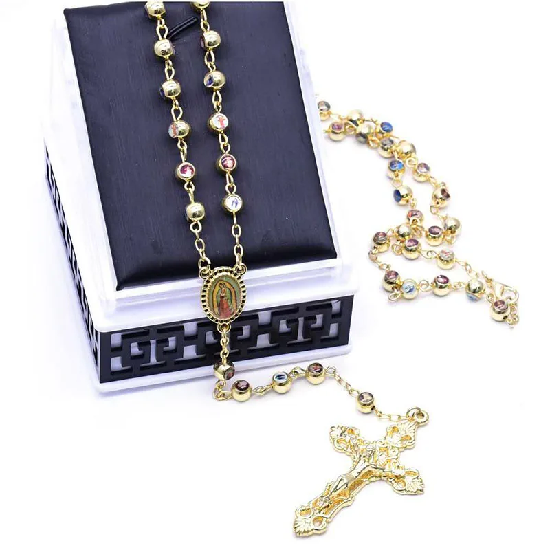 6mm铜的圆形图案弯针项链装盒子2