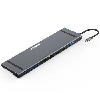 

HOT-KIMAX 11 in One TYPE-C Docking Station Multi Function Carbon Alloy USB 3.0 HDMI for Pro Huawei DELL Surface