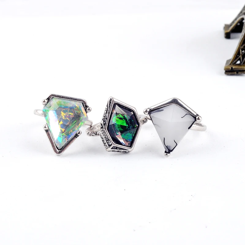 Простой дизайн, серебристый, акриловый геометрический кристалл кольцо для женщин ручной работы свадебный подарок ювелирные изделия оптом