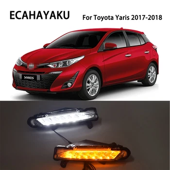 

ECAHAYAKU LED day Daytime Running Light DRL For Toyota Yaris 2017 2018 Daylight 12V fog driving lamp with Turnning Signal light