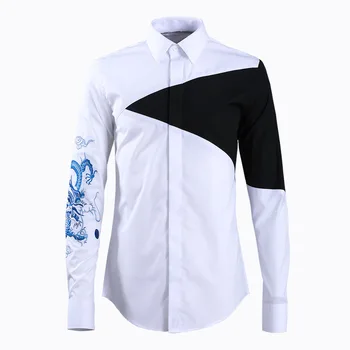 

Dragon Spell Triangle Longtu Embroidery Shirt Male Brand Men Shirt 2020 Male Shirt Embroidery