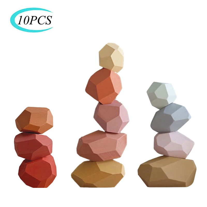 Creative Wooden Log Color Colored Stone Jenga Building Block Children S Educational Toy Simple Style Stacking Game Log Color Toy Wooden Blocks Aliexpress