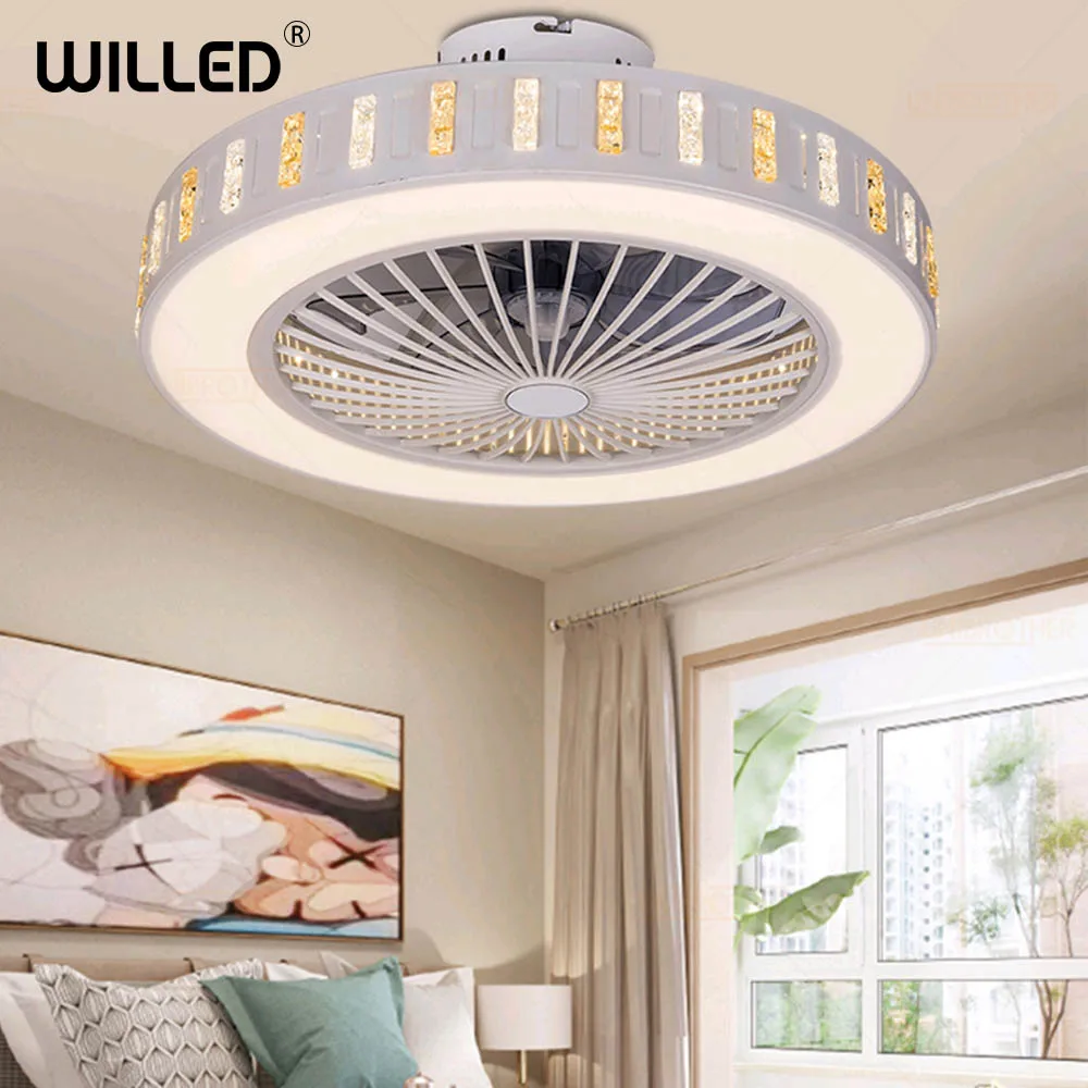 

55cm Remote Control Ceiling Fan Lamp With Controller White Modern Led Lights Round Light for Living Bedroom Room Lighting 220v