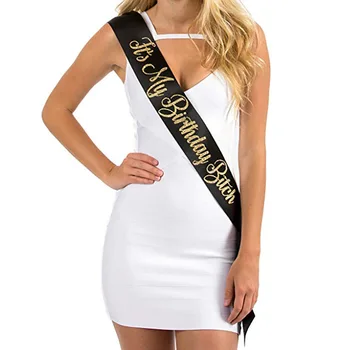 

It's My Birthday Bitches Gold Letter Funny Birthday Satin Sash for Women Party Decoration Supplies Favor Gifts Funny Props