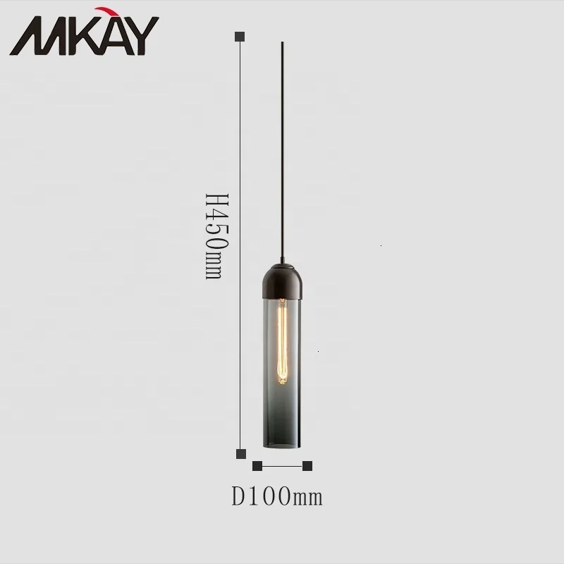 High Quality Home Unique Perfect Copper Smoky Gray Color Glass Pendant Lamp For Bar Lamparas De Techo Colgante