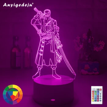 

Roronoa Zoro Figure Led Night Light for Kids Bedroom Decoration Japanese Anime One Piece Nightlight Gift Cool Bedside Table Lamp